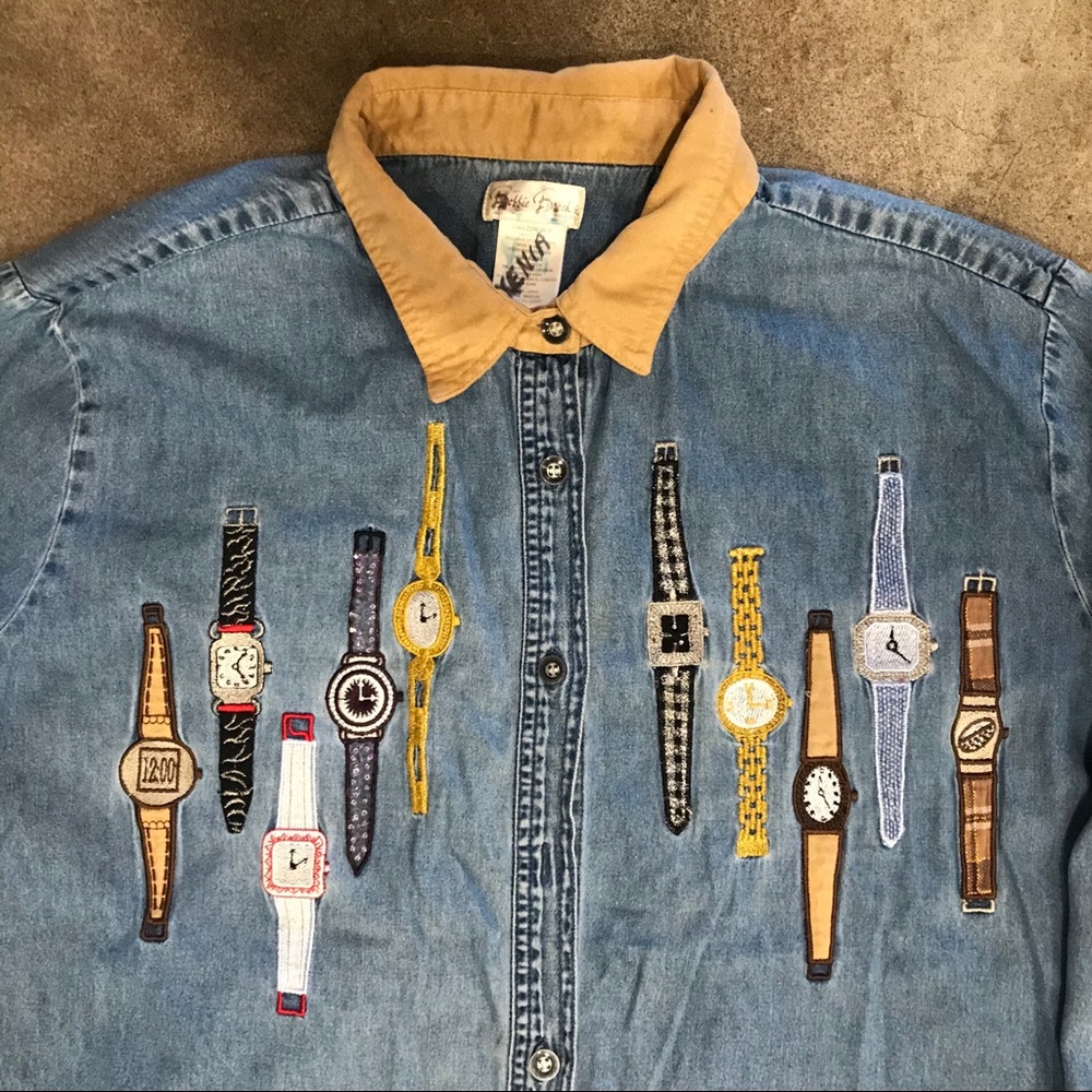 Vintage Bobbie Brooks embroidered watch shirt